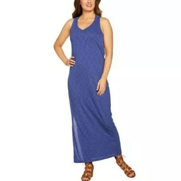 Peace Love World Drape Back Cotton Slub Knit Dress - Picture 1 of 6